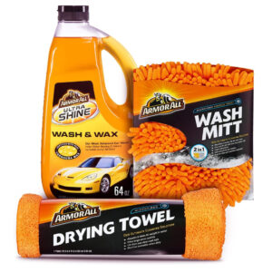 Armor All Car Wash Kit, Includes Car Wash Soap, Wash Mitt & Microfiber Towel (3 Piece Kit)